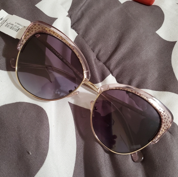 COACH Signature Cateye Sunglasses - Shiny Light Gold/Light Pink - Picture 6 of 7
